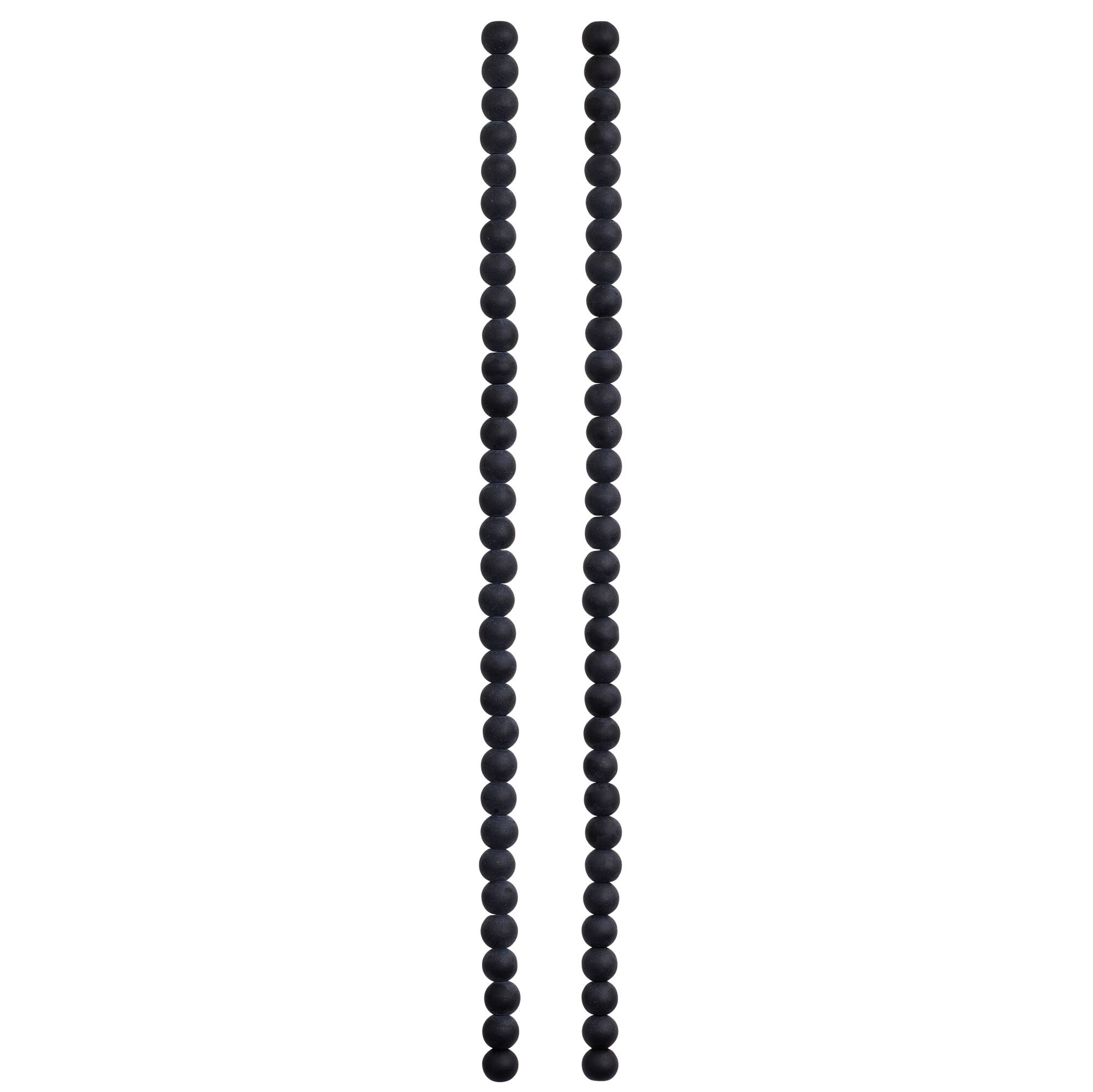 Jet Black Glass Round Beads, 6mm by Bead Landing™